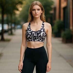 Lululemon Black and White Marbel Energy Training Bra